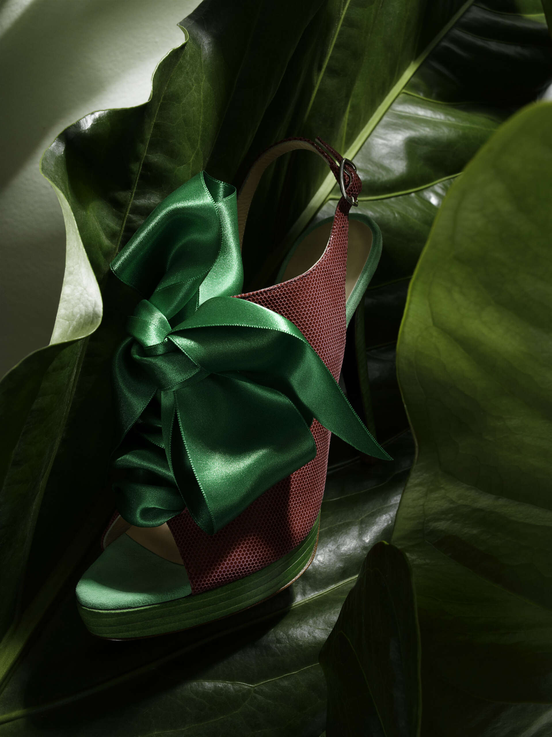 sandalo fiocco verde smeraldo oteri tacco alto 2013