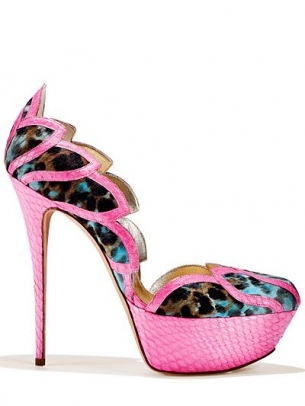 decolletè multicolor tacco altissimo rosa leopardata gaetano perrone 2013