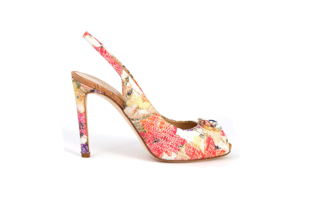sandali in tweed floreali