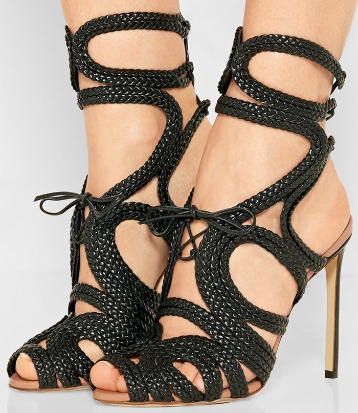 Francesco-Russo-Braided-patent-leather-sandal