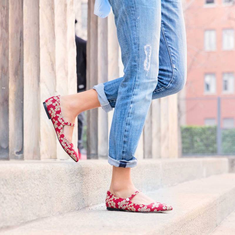 ballerine-tessuto-jacquard-rosso-fiori