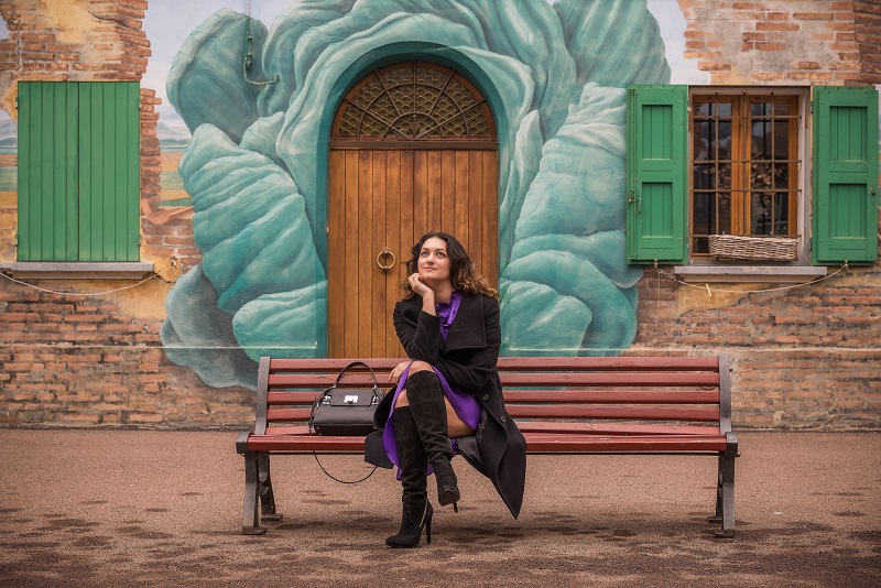 outfit viola nero